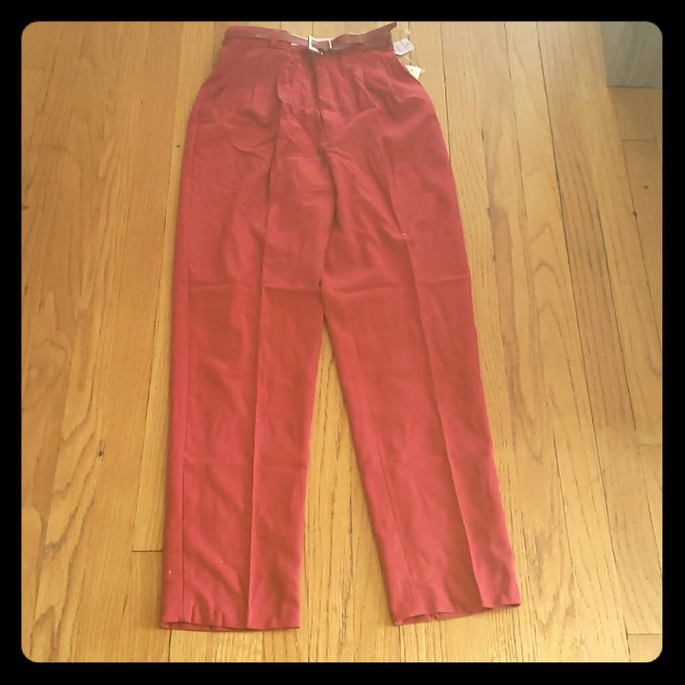 New Red belted pants